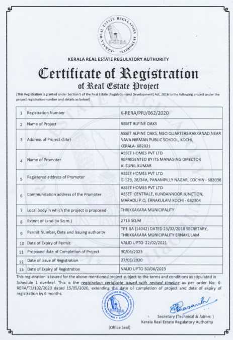 kerala rera certificate of registration