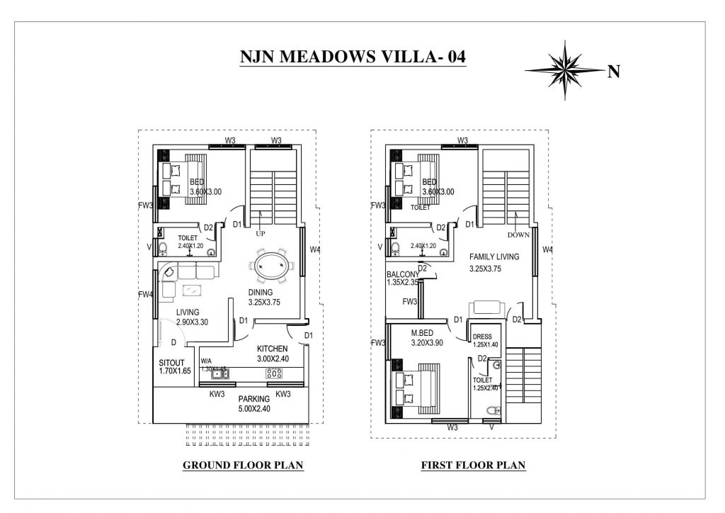 floor plan of NJN Meadows, Villas in Kakkanad